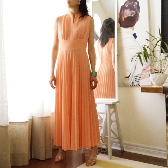 Dresses & Skirts - Peach pleated hand made maxi dress